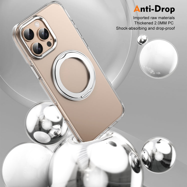 For iPhone 16 Pro Ice-Cold Rotating Ring Holder PC MagSafe Phone Case(Silver) - iPhone 16 Pro Cases by buy2fix | Online Shopping UK | buy2fix