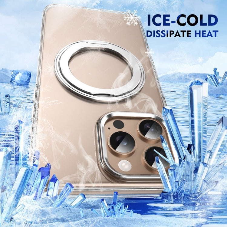 For iPhone 16 Pro Ice-Cold Rotating Ring Holder PC MagSafe Phone Case(Silver) - iPhone 16 Pro Cases by buy2fix | Online Shopping UK | buy2fix
