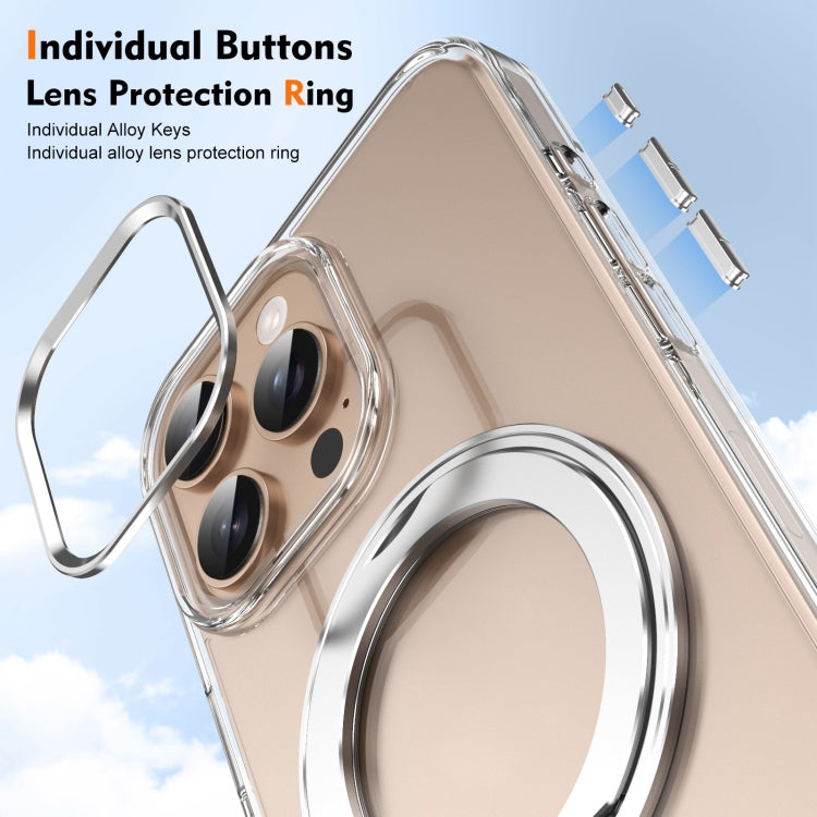 For iPhone 16 Pro Ice-Cold Rotating Ring Holder PC MagSafe Phone Case(Silver) - iPhone 16 Pro Cases by buy2fix | Online Shopping UK | buy2fix