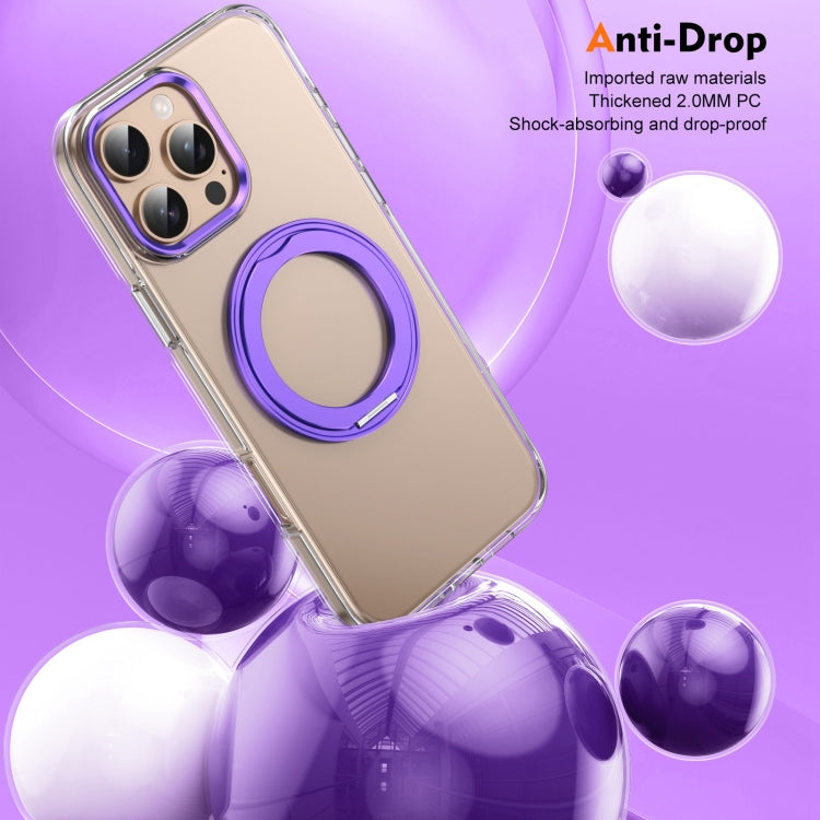 For iPhone 16 Pro Ice-Cold Rotating Ring Holder PC MagSafe Phone Case(Purple) - iPhone 16 Pro Cases by buy2fix | Online Shopping UK | buy2fix