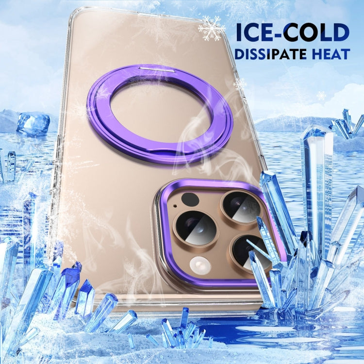 For iPhone 16 Pro Ice-Cold Rotating Ring Holder PC MagSafe Phone Case(Purple) - iPhone 16 Pro Cases by buy2fix | Online Shopping UK | buy2fix