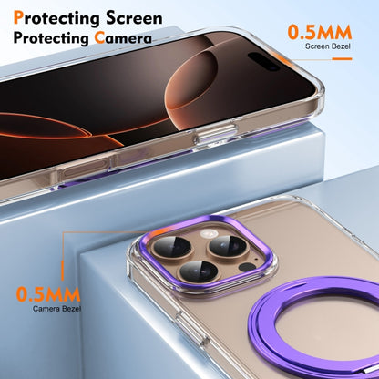 For iPhone 16 Pro Ice-Cold Rotating Ring Holder PC MagSafe Phone Case(Purple) - iPhone 16 Pro Cases by buy2fix | Online Shopping UK | buy2fix