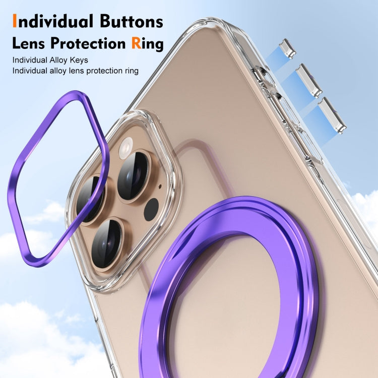 For iPhone 16 Pro Ice-Cold Rotating Ring Holder PC MagSafe Phone Case(Purple) - iPhone 16 Pro Cases by buy2fix | Online Shopping UK | buy2fix