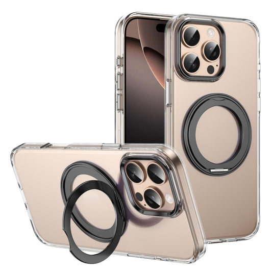 For iPhone 16 Pro Ice-Cold Rotating Ring Holder PC MagSafe Phone Case(Black) - iPhone 16 Pro Cases by buy2fix | Online Shopping UK | buy2fix