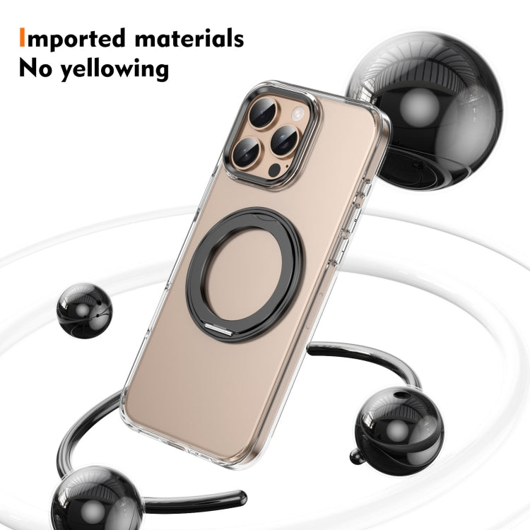 For iPhone 16 Pro Ice-Cold Rotating Ring Holder PC MagSafe Phone Case(Black) - iPhone 16 Pro Cases by buy2fix | Online Shopping UK | buy2fix