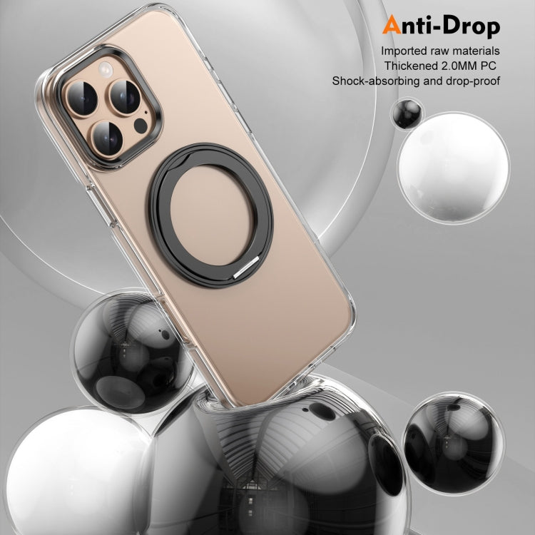 For iPhone 16 Pro Ice-Cold Rotating Ring Holder PC MagSafe Phone Case(Black) - iPhone 16 Pro Cases by buy2fix | Online Shopping UK | buy2fix