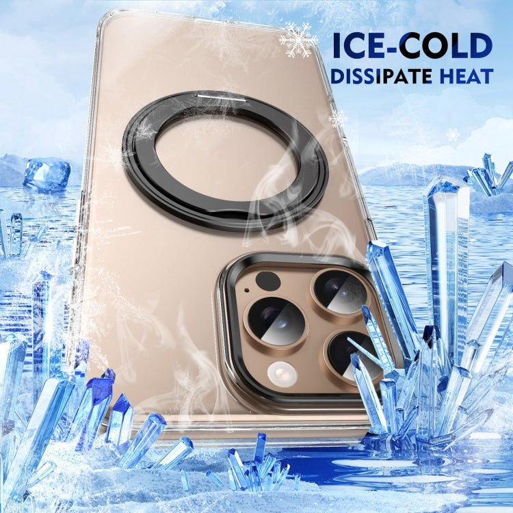 For iPhone 16 Pro Ice-Cold Rotating Ring Holder PC MagSafe Phone Case(Black) - iPhone 16 Pro Cases by buy2fix | Online Shopping UK | buy2fix