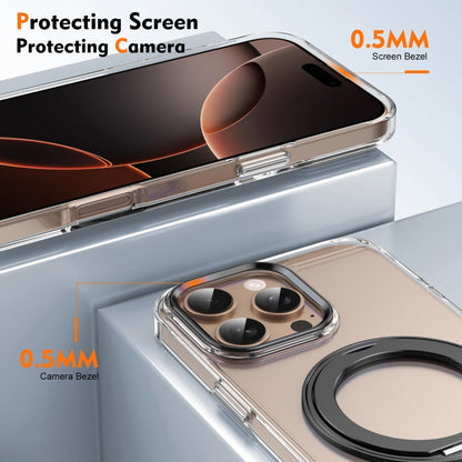 For iPhone 16 Pro Ice-Cold Rotating Ring Holder PC MagSafe Phone Case(Black) - iPhone 16 Pro Cases by buy2fix | Online Shopping UK | buy2fix