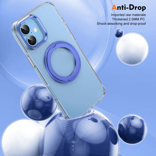 For iPhone 16 Plus Ice-Cold Rotating Ring Holder PC MagSafe Phone Case(Blue) - iPhone 16 Plus Cases by buy2fix | Online Shopping UK | buy2fix