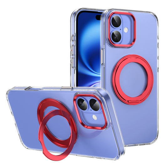 For iPhone 16 Plus Ice-Cold Rotating Ring Holder PC MagSafe Phone Case(Red) - iPhone 16 Plus Cases by buy2fix | Online Shopping UK | buy2fix