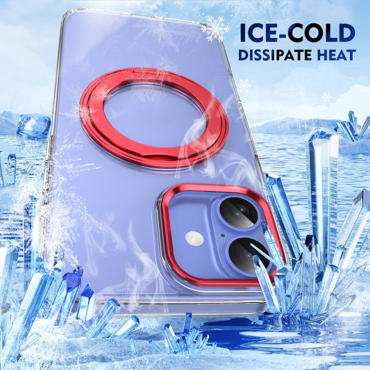 For iPhone 16 Plus Ice-Cold Rotating Ring Holder PC MagSafe Phone Case(Red) - iPhone 16 Plus Cases by buy2fix | Online Shopping UK | buy2fix