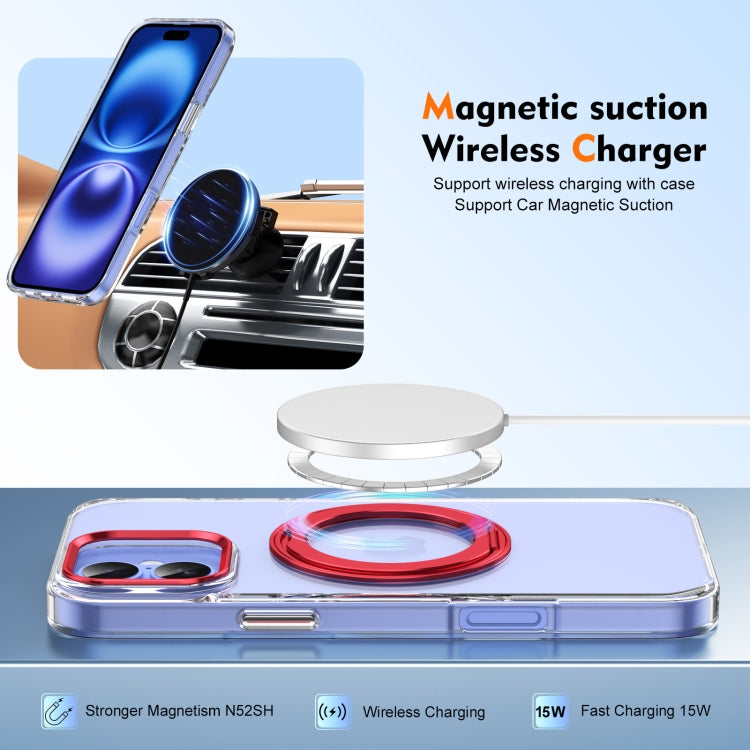 For iPhone 16 Plus Ice-Cold Rotating Ring Holder PC MagSafe Phone Case(Red) - iPhone 16 Plus Cases by buy2fix | Online Shopping UK | buy2fix