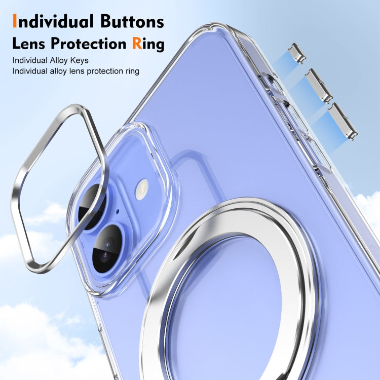 For iPhone 16 Plus Ice-Cold Rotating Ring Holder PC MagSafe Phone Case(Silver) - iPhone 16 Plus Cases by buy2fix | Online Shopping UK | buy2fix