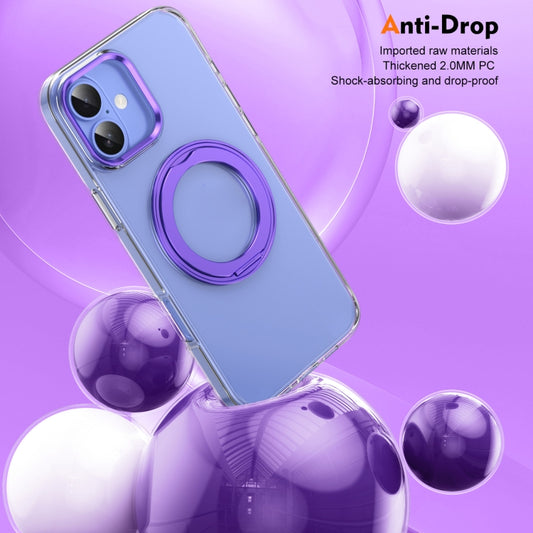 For iPhone 16 Plus Ice-Cold Rotating Ring Holder PC MagSafe Phone Case(Purple) - iPhone 16 Plus Cases by buy2fix | Online Shopping UK | buy2fix