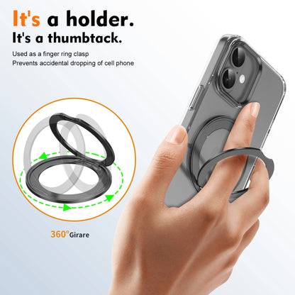 For iPhone 16 Plus Ice-Cold Rotating Ring Holder PC MagSafe Phone Case(Black) - iPhone 16 Plus Cases by buy2fix | Online Shopping UK | buy2fix