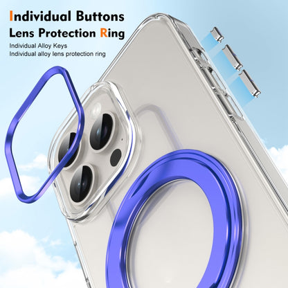 For iPhone 15 Pro Max Ice-Cold Rotating Ring Holder PC MagSafe Phone Case(Blue) - iPhone 15 Pro Max Cases by buy2fix | Online Shopping UK | buy2fix
