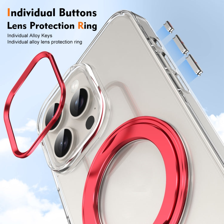 For iPhone 15 Pro Max Ice-Cold Rotating Ring Holder PC MagSafe Phone Case(Red) - iPhone 15 Pro Max Cases by buy2fix | Online Shopping UK | buy2fix