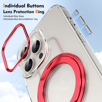 For iPhone 15 Pro Max Ice-Cold Rotating Ring Holder PC MagSafe Phone Case(Red) - iPhone 15 Pro Max Cases by buy2fix | Online Shopping UK | buy2fix