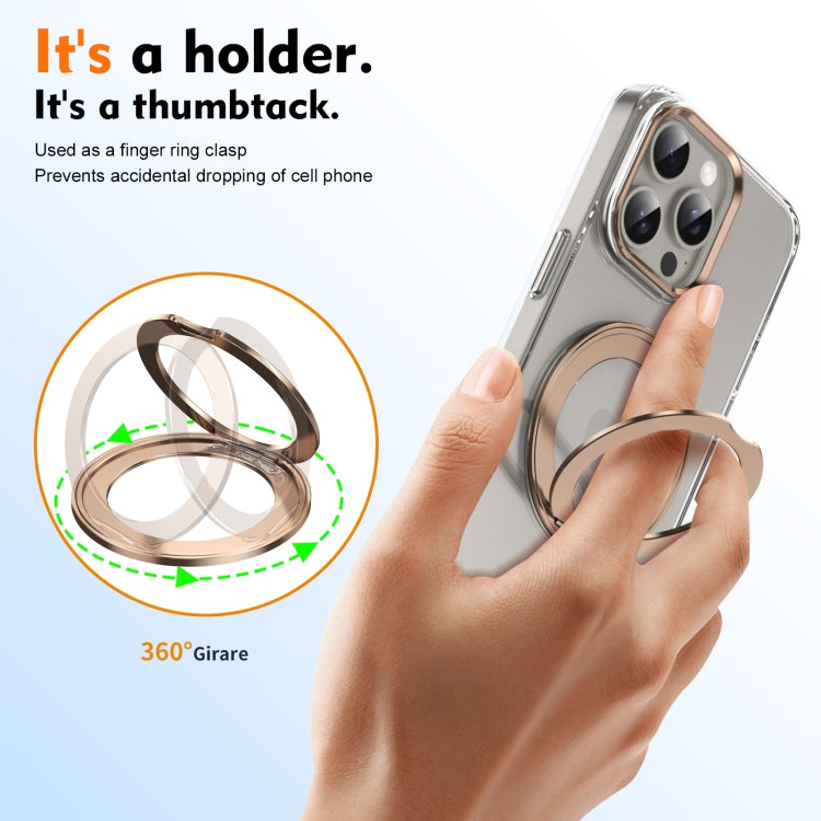 For iPhone 15 Pro Max Ice-Cold Rotating Ring Holder PC MagSafe Phone Case(Desert Gold) - iPhone 15 Pro Max Cases by buy2fix | Online Shopping UK | buy2fix