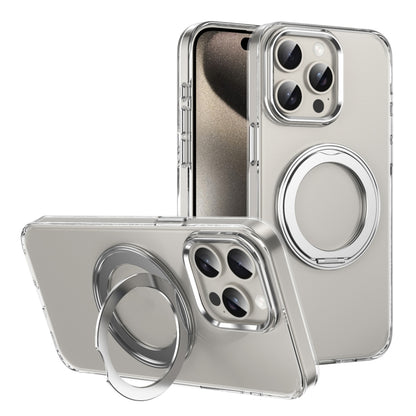 For iPhone 15 Pro Max Ice-Cold Rotating Ring Holder PC MagSafe Phone Case(Silver) - iPhone 15 Pro Max Cases by buy2fix | Online Shopping UK | buy2fix