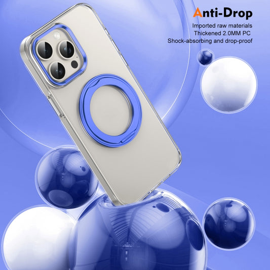 For iPhone 15 Pro Ice-Cold Rotating Ring Holder PC MagSafe Phone Case(Blue) - iPhone 15 Pro Cases by buy2fix | Online Shopping UK | buy2fix