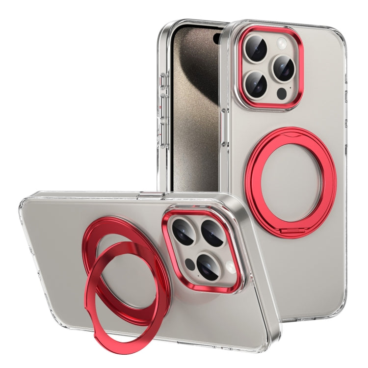 For iPhone 15 Pro Ice-Cold Rotating Ring Holder PC MagSafe Phone Case(Red) - iPhone 15 Pro Cases by buy2fix | Online Shopping UK | buy2fix
