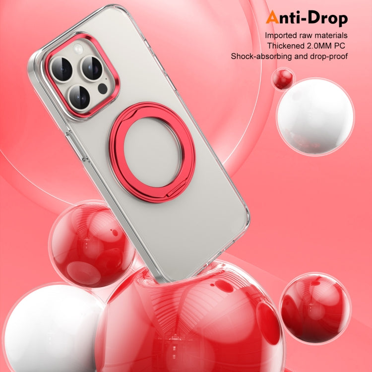For iPhone 15 Pro Ice-Cold Rotating Ring Holder PC MagSafe Phone Case(Red) - iPhone 15 Pro Cases by buy2fix | Online Shopping UK | buy2fix