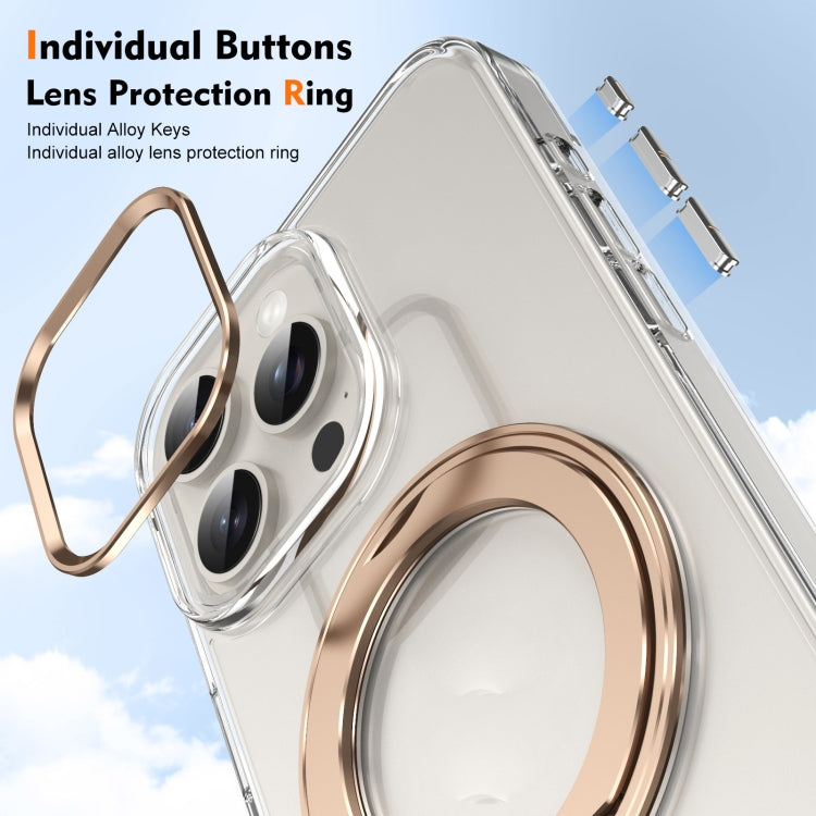 For iPhone 15 Pro Ice-Cold Rotating Ring Holder PC MagSafe Phone Case(Desert Gold) - iPhone 15 Pro Cases by buy2fix | Online Shopping UK | buy2fix