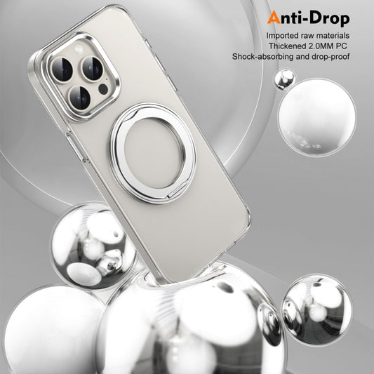For iPhone 15 Pro Ice-Cold Rotating Ring Holder PC MagSafe Phone Case(Silver) - iPhone 15 Pro Cases by buy2fix | Online Shopping UK | buy2fix
