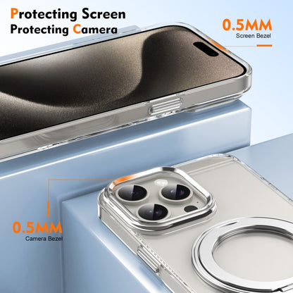 For iPhone 15 Pro Ice-Cold Rotating Ring Holder PC MagSafe Phone Case(Silver) - iPhone 15 Pro Cases by buy2fix | Online Shopping UK | buy2fix