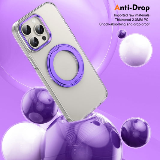 For iPhone 15 Pro Ice-Cold Rotating Ring Holder PC MagSafe Phone Case(Purple) - iPhone 15 Pro Cases by buy2fix | Online Shopping UK | buy2fix