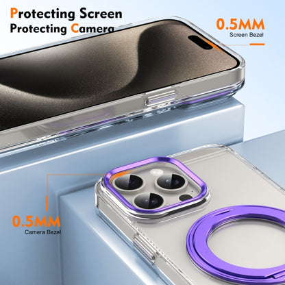 For iPhone 15 Pro Ice-Cold Rotating Ring Holder PC MagSafe Phone Case(Purple) - iPhone 15 Pro Cases by buy2fix | Online Shopping UK | buy2fix