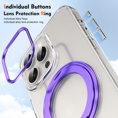 For iPhone 15 Pro Ice-Cold Rotating Ring Holder PC MagSafe Phone Case(Purple) - iPhone 15 Pro Cases by buy2fix | Online Shopping UK | buy2fix
