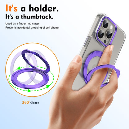 For iPhone 15 Pro Ice-Cold Rotating Ring Holder PC MagSafe Phone Case(Purple) - iPhone 15 Pro Cases by buy2fix | Online Shopping UK | buy2fix