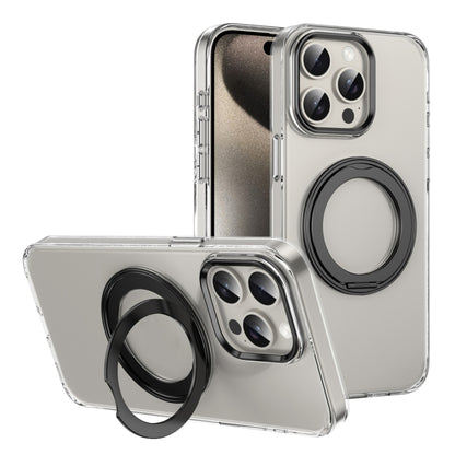 For iPhone 15 Pro Ice-Cold Rotating Ring Holder PC MagSafe Phone Case(Black) - iPhone 15 Pro Cases by buy2fix | Online Shopping UK | buy2fix