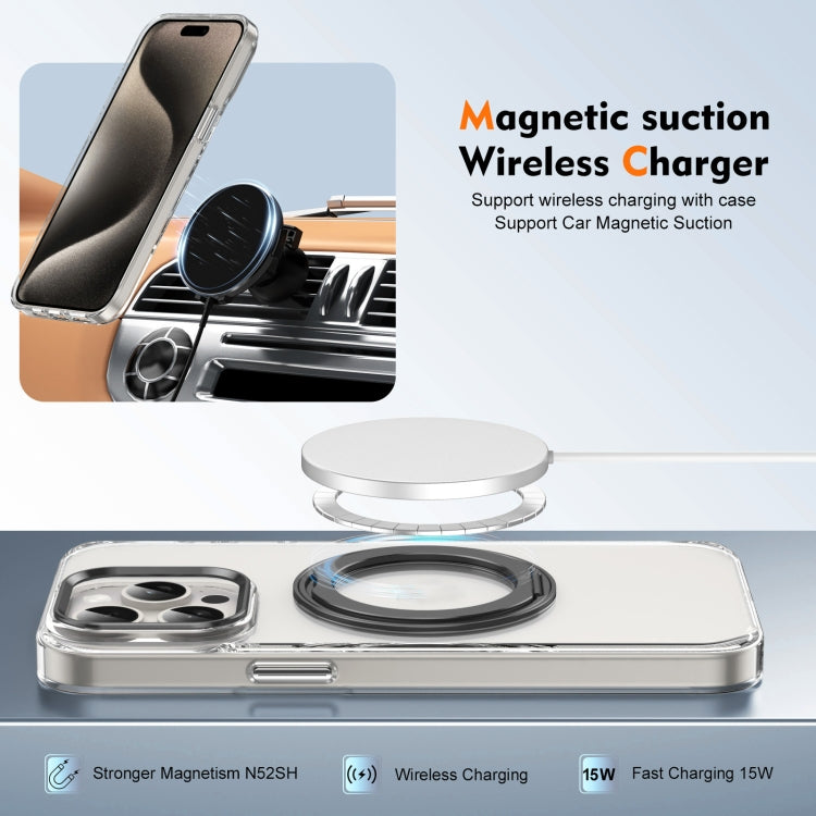 For iPhone 15 Pro Ice-Cold Rotating Ring Holder PC MagSafe Phone Case(Black) - iPhone 15 Pro Cases by buy2fix | Online Shopping UK | buy2fix
