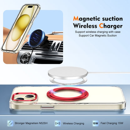 For iPhone 15 Ice-Cold Rotating Ring Holder PC MagSafe Phone Case(Red) - iPhone 15 Cases by buy2fix | Online Shopping UK | buy2fix