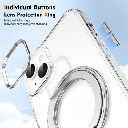 For iPhone 15 Ice-Cold Rotating Ring Holder PC MagSafe Phone Case(Silver) - iPhone 15 Cases by buy2fix | Online Shopping UK | buy2fix