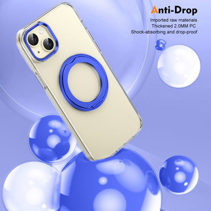 For iPhone 14 Ice-Cold Rotating Ring Holder PC MagSafe Phone Case(Blue) - iPhone 14 Cases by buy2fix | Online Shopping UK | buy2fix