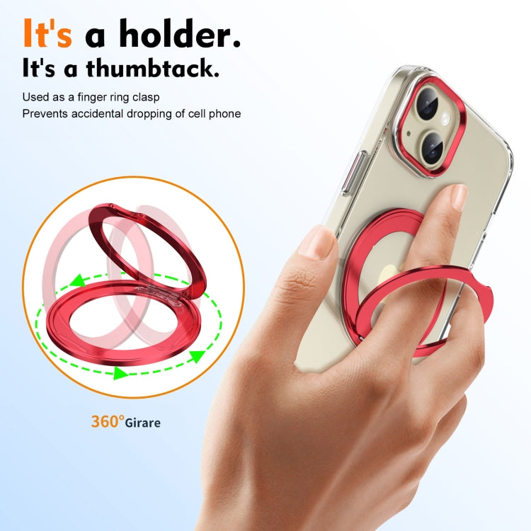 For iPhone 14 Ice-Cold Rotating Ring Holder PC MagSafe Phone Case(Red) - iPhone 14 Cases by buy2fix | Online Shopping UK | buy2fix