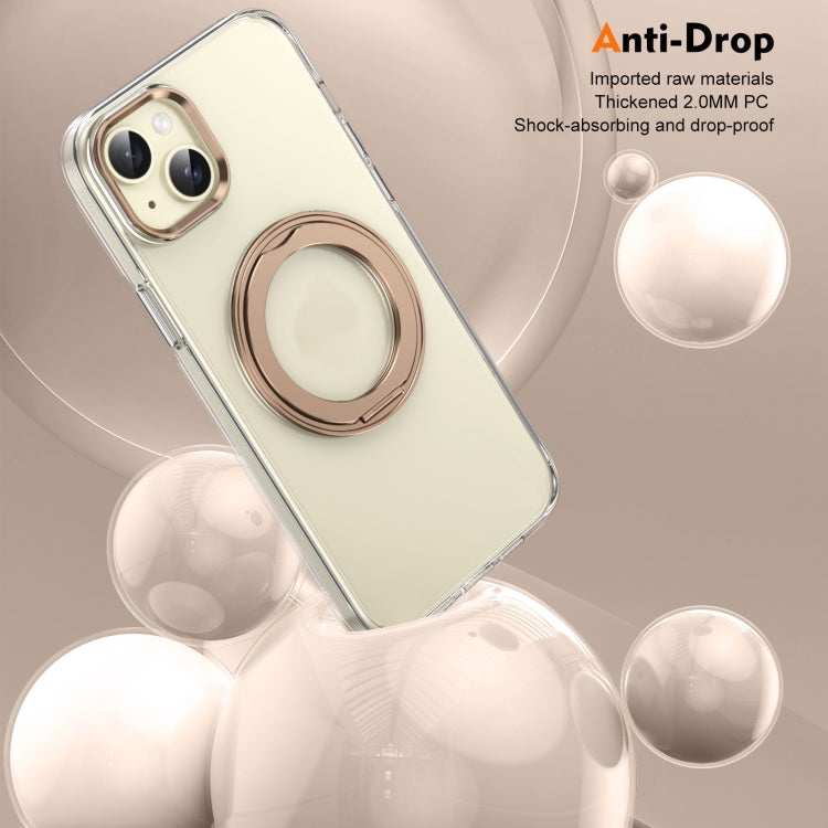 For iPhone 14 Ice-Cold Rotating Ring Holder PC MagSafe Phone Case(Desert Gold) - iPhone 14 Cases by buy2fix | Online Shopping UK | buy2fix