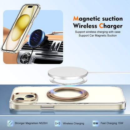 For iPhone 14 Ice-Cold Rotating Ring Holder PC MagSafe Phone Case(Desert Gold) - iPhone 14 Cases by buy2fix | Online Shopping UK | buy2fix