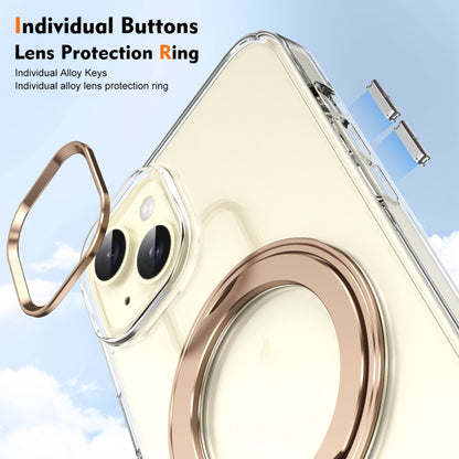 For iPhone 14 Ice-Cold Rotating Ring Holder PC MagSafe Phone Case(Desert Gold) - iPhone 14 Cases by buy2fix | Online Shopping UK | buy2fix