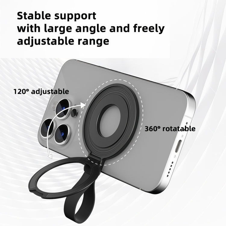 Metal Magsafe Magnetic Ring Silicone Band Phone Holder(Black) - Ring Holder by buy2fix | Online Shopping UK | buy2fix