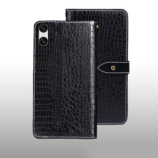 For Sony Xperia 10 VI idewei Crocodile Texture Leather Phone Case(Black) - Sony Cases by idewei | Online Shopping UK | buy2fix