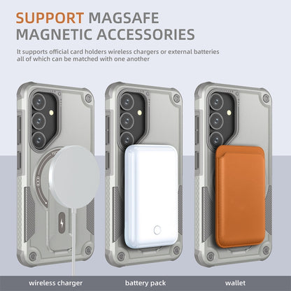 For Samsung Galaxy S24 5G / S25 5G Armor MagSafe Holder PC Hybrid TPU Phone Case(Grey) by buy2fix