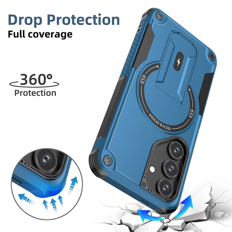 For Samsung Galaxy S24 5G / S25 5G Armor MagSafe Holder PC Hybrid TPU Phone Case(Dark Blue) by buy2fix