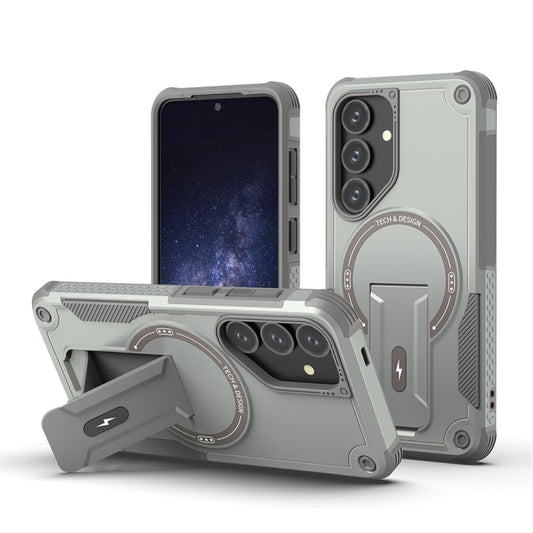 For Samsung Galaxy S24+ 5G / S25+ 5G Armor MagSafe Holder PC Hybrid TPU Phone Case(Grey) by buy2fix