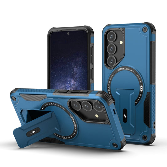 For Samsung Galaxy S24+ 5G / S25+ 5G Armor MagSafe Holder PC Hybrid TPU Phone Case(Dark Blue) by buy2fix