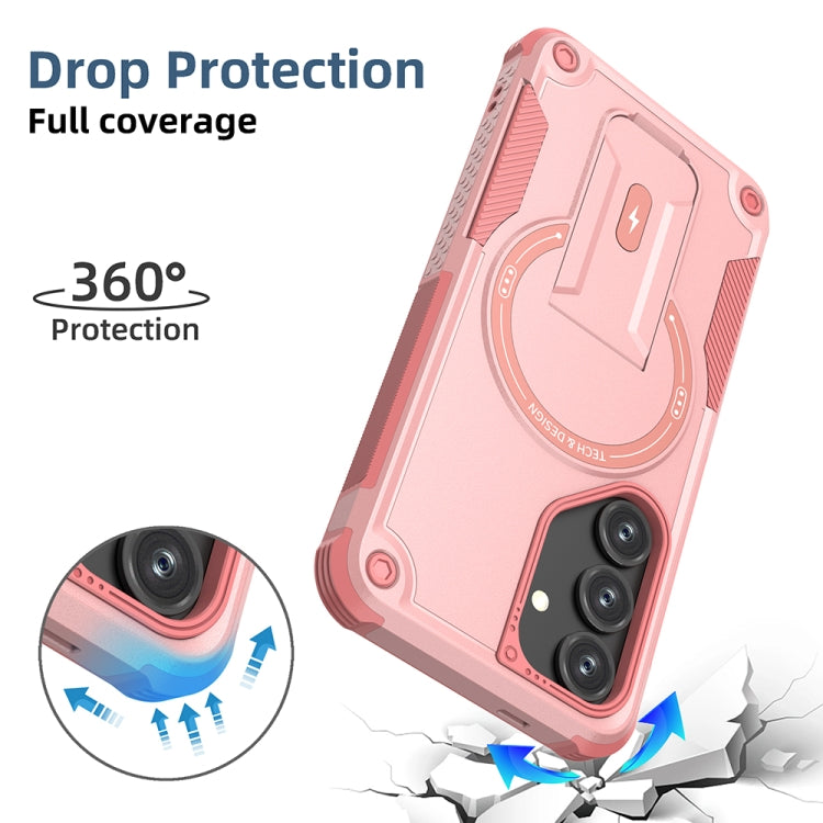 For Samsung Galaxy S24+ 5G / S25+ 5G Armor MagSafe Holder PC Hybrid TPU Phone Case(Pink) by buy2fix